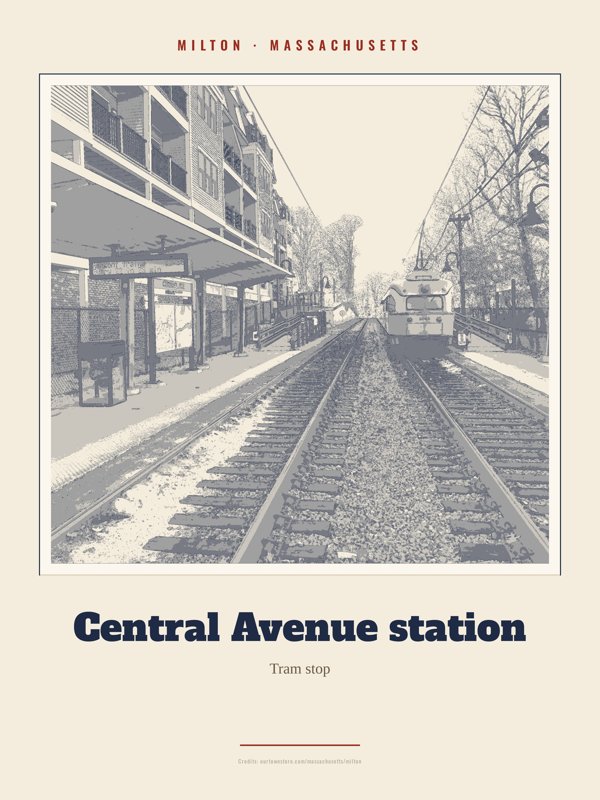 Milton Central Avenue station Landmark Print artwork detail