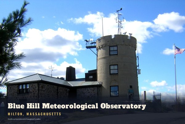 Milton Blue Hill Meteorological Observatory Postcard artwork detail