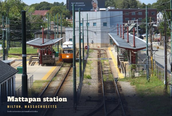 Milton Mattapan station Postcard artwork detail