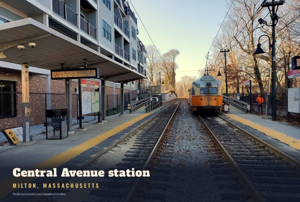 Milton Central Avenue station Postcard artwork detail