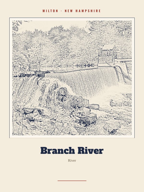Milton Branch River Landmark Print artwork detail