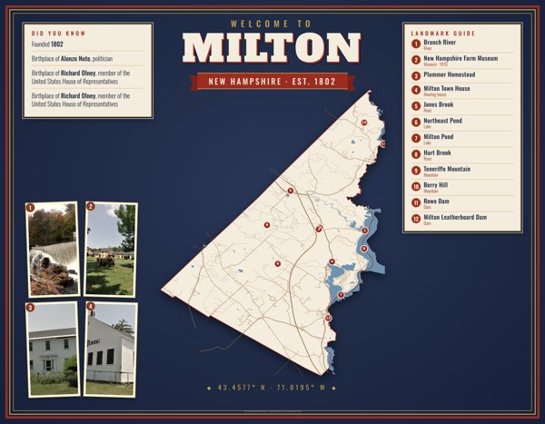 Milton Map Placemat artwork detail