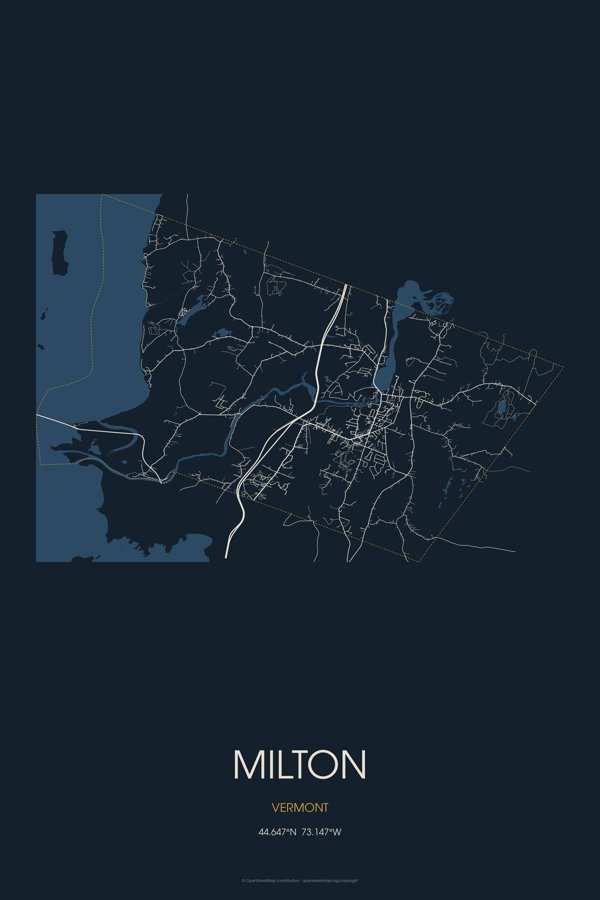 Milton Map Throw Pillow artwork detail