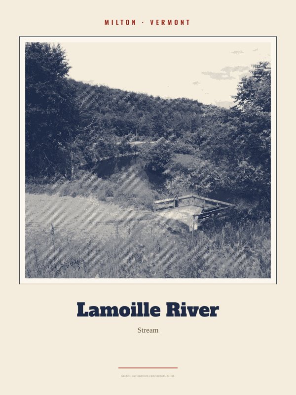 Milton Lamoille River Landmark Print artwork detail