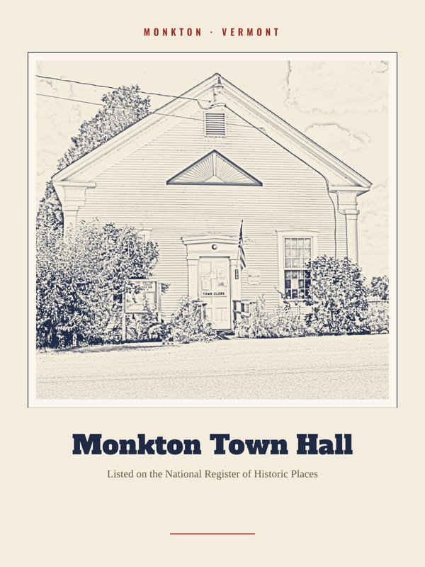 Monkton Monkton Town Hall Landmark Print artwork detail