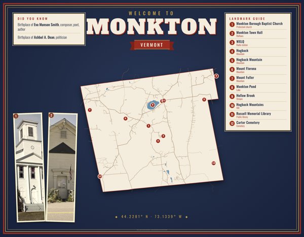 Monkton Map Placemat artwork detail
