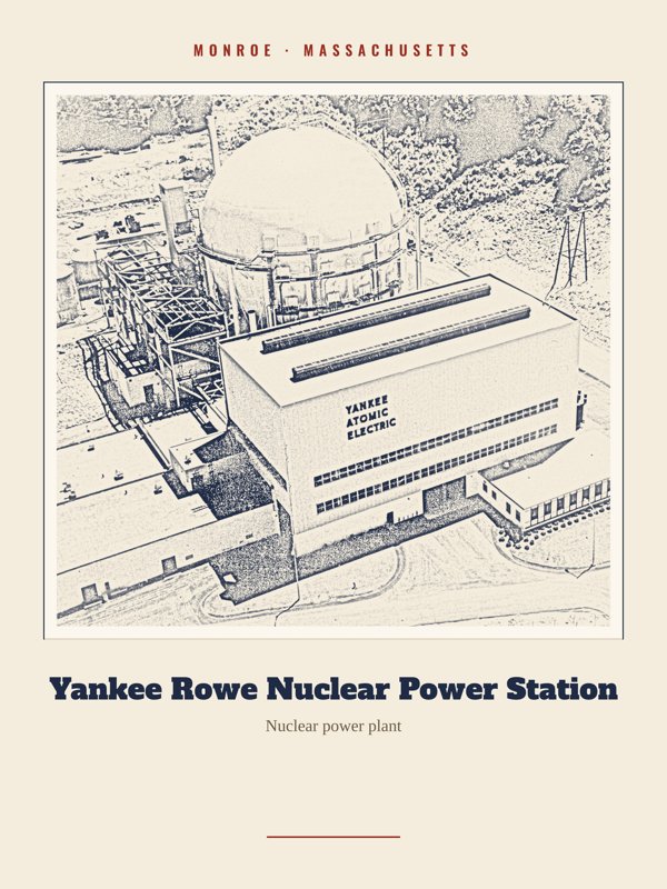 Monroe Yankee Rowe Nuclear Power Station Landmark Print artwork detail