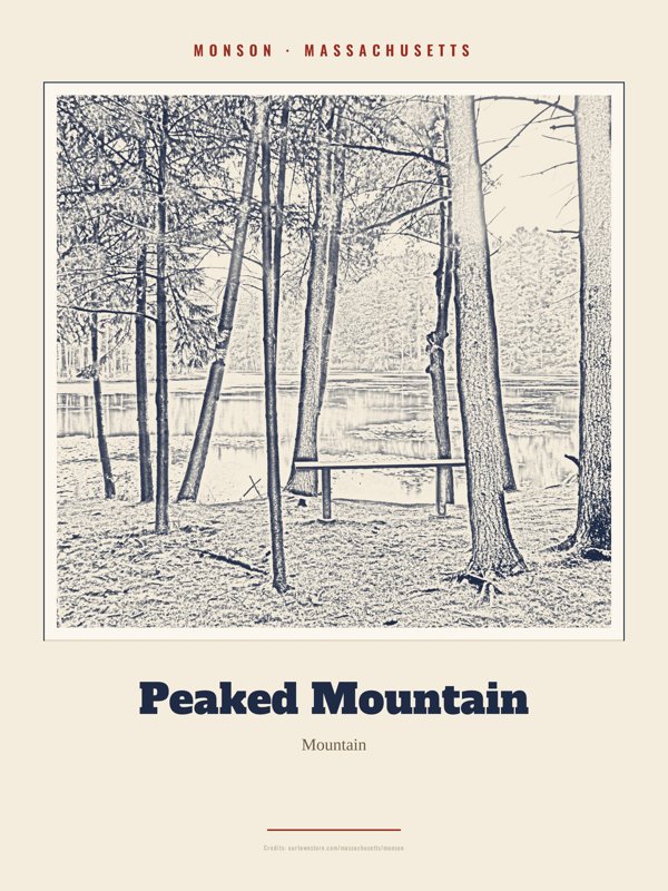Monson Peaked Mountain Landmark Print artwork detail