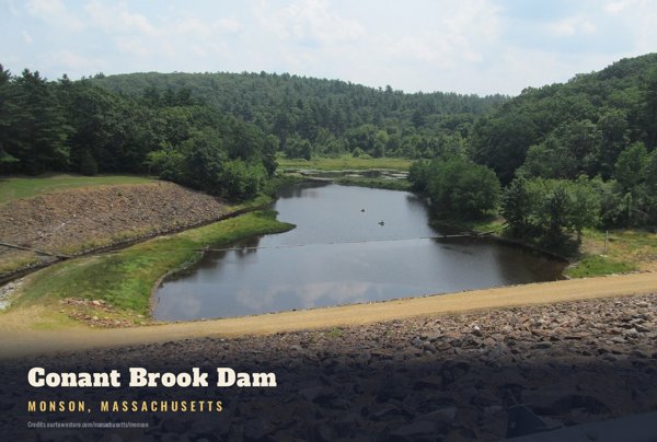Monson Conant Brook Dam Postcard artwork detail
