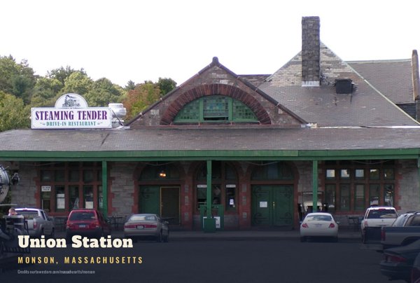 Monson Union Station Postcard artwork detail