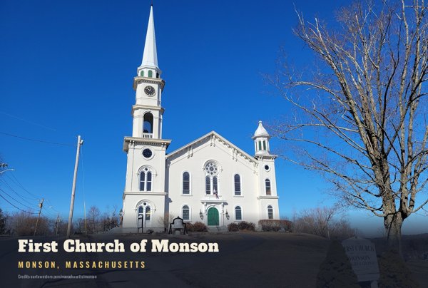 Monson First Church of Monson Postcard artwork detail