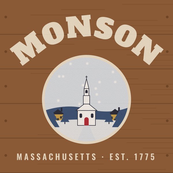 Monson Hometown Wood Sign artwork detail