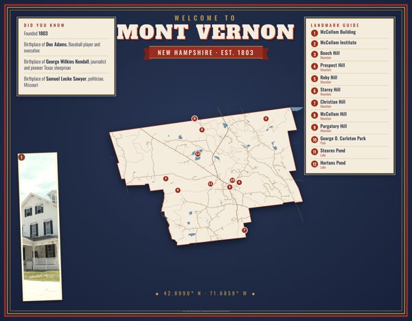 Mont Vernon Map Placemat artwork detail
