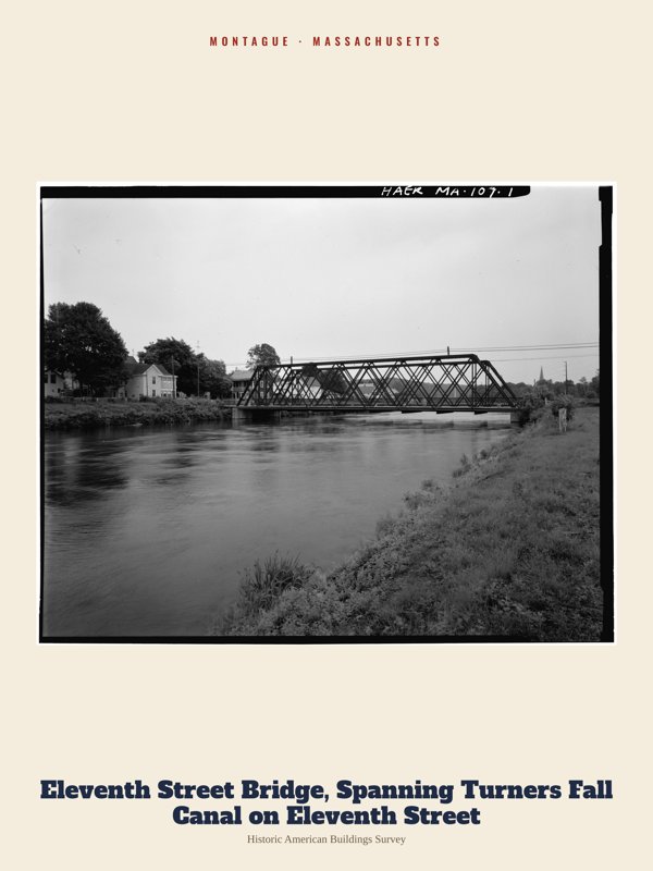 Montague Eleventh Street Bridge, Spanning Turners Fall Canal on Eleventh Street Archive Print artwork detail