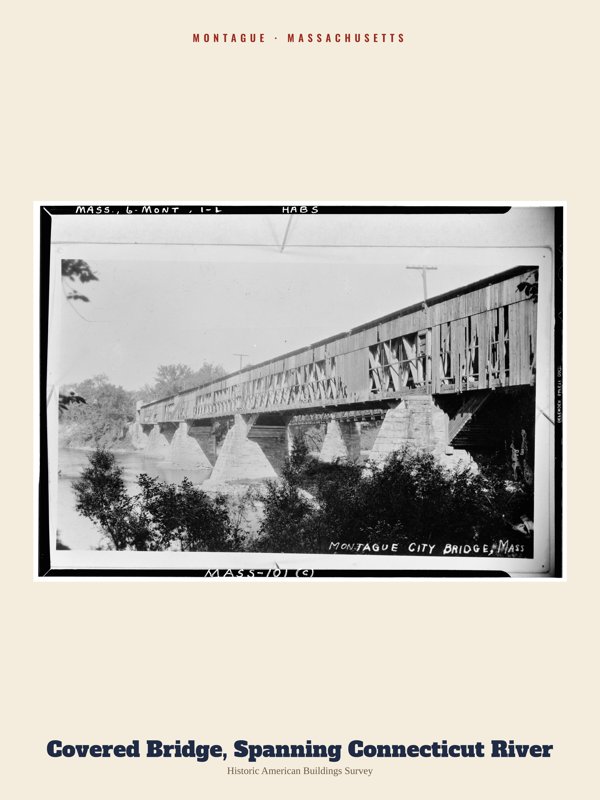 Montague Covered Bridge, Spanning Connecticut River Archive Print artwork detail