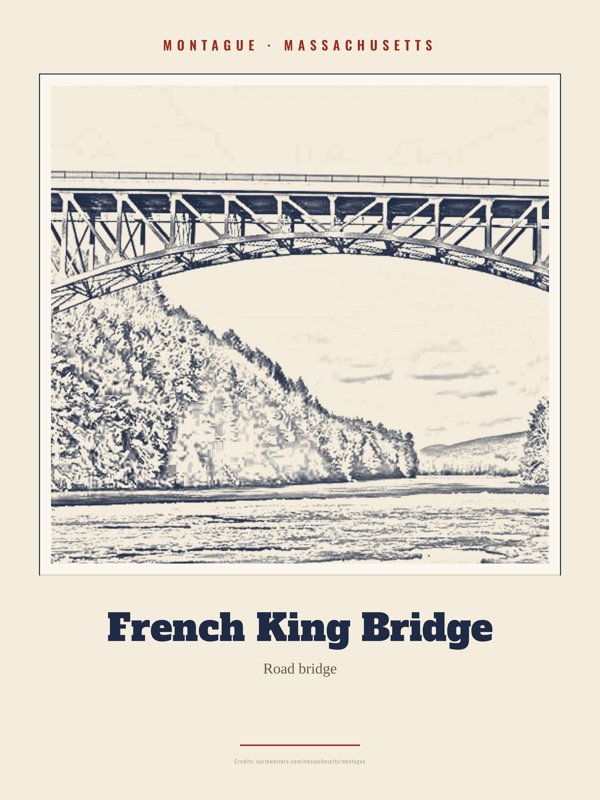 Montague French King Bridge Landmark Print artwork detail