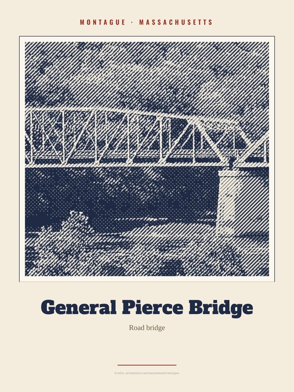 Montague General Pierce Bridge Landmark Print artwork detail
