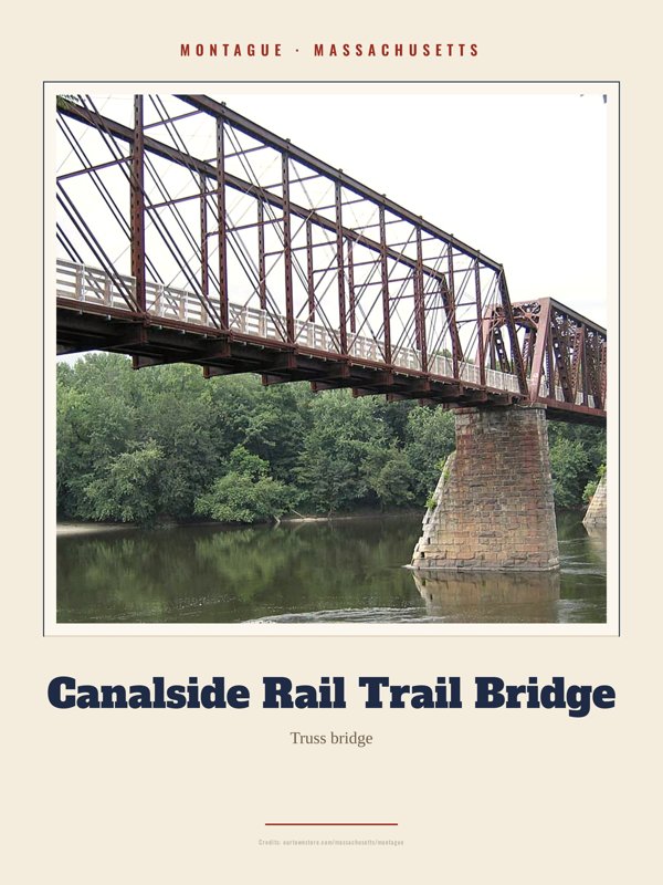 Montague Canalside Rail Trail Bridge Landmark Print artwork detail
