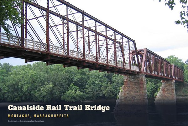 Montague Canalside Rail Trail Bridge Postcard artwork detail