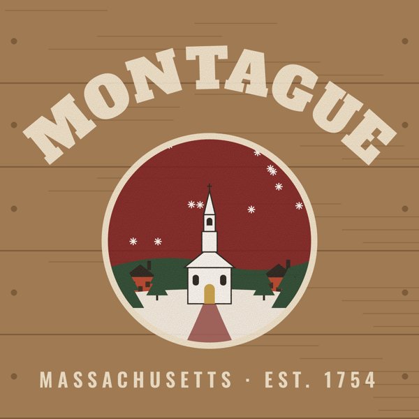 Montague Hometown Wood Sign artwork detail
