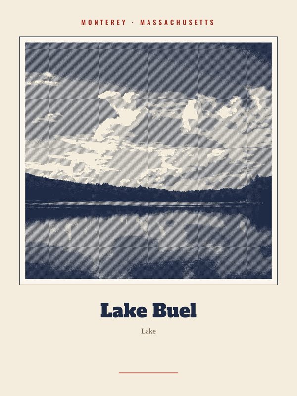 Monterey Lake Buel Landmark Print artwork detail