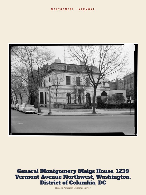 Montgomery General Montgomery Meigs House, 1239 Vermont Avenue Northwest, Washington, District of Columbia, DC Archive Print artwork detail
