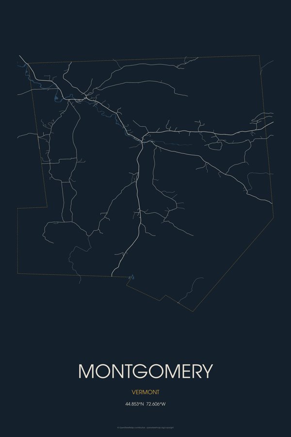 Montgomery Street Map Poster · Midnight artwork detail