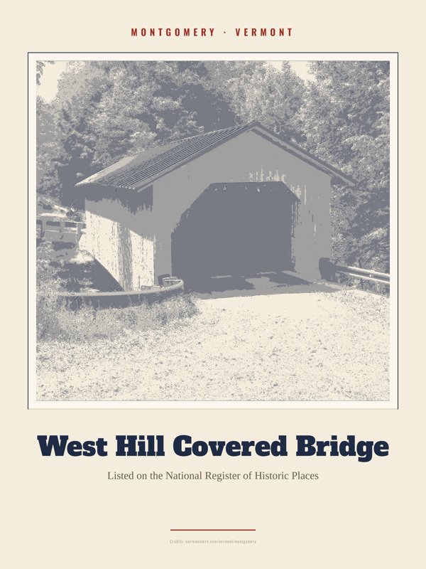 Montgomery West Hill Covered Bridge Landmark Print artwork detail