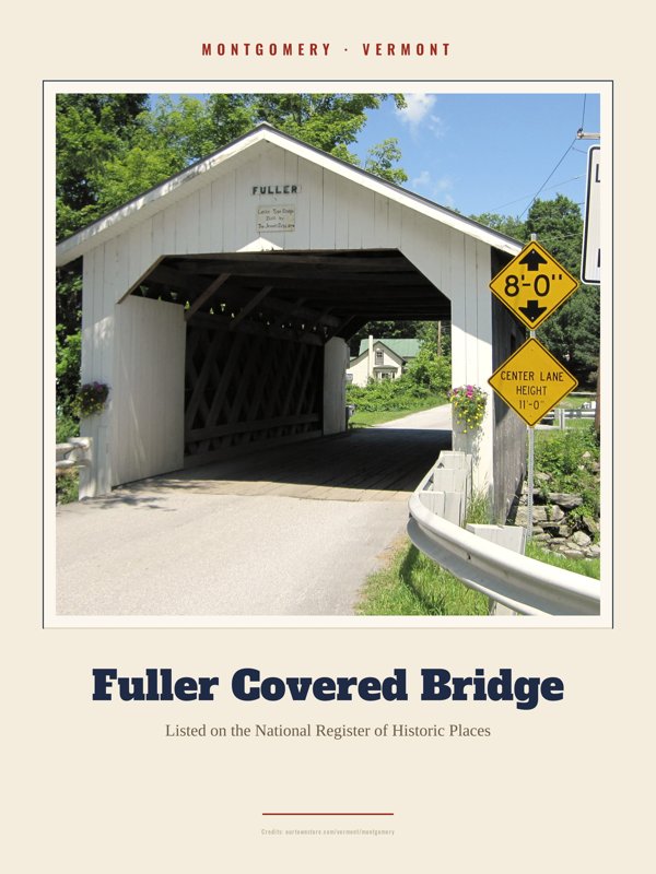 Montgomery Fuller Covered Bridge Landmark Print artwork detail