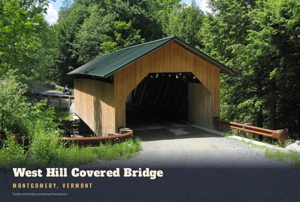 Montgomery West Hill Covered Bridge Postcard artwork detail