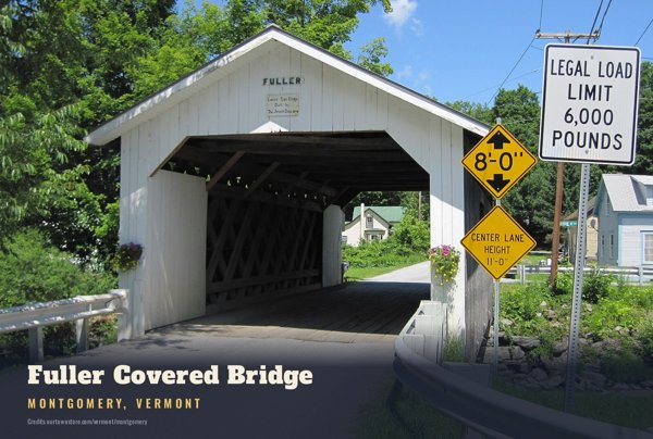 Montgomery Fuller Covered Bridge Postcard artwork detail