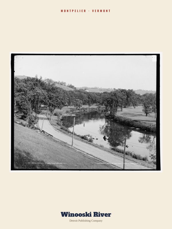 Montpelier Winooski River Archive Print artwork detail