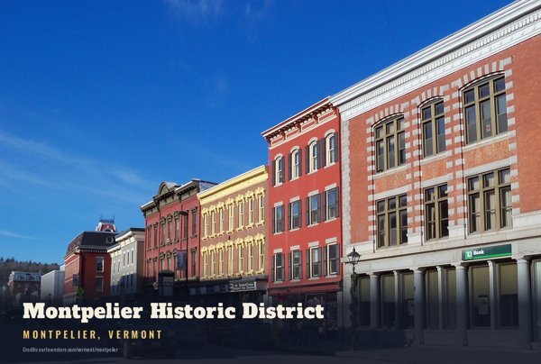 Montpelier Montpelier Historic District Postcard artwork detail