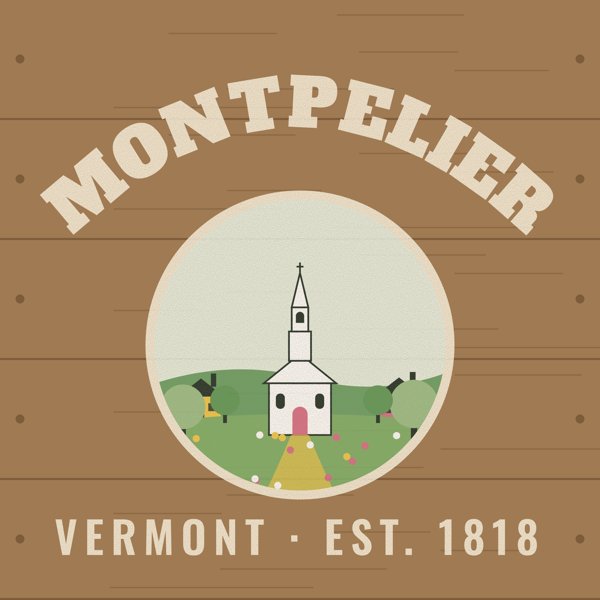 Montpelier Hometown Wood Sign artwork detail