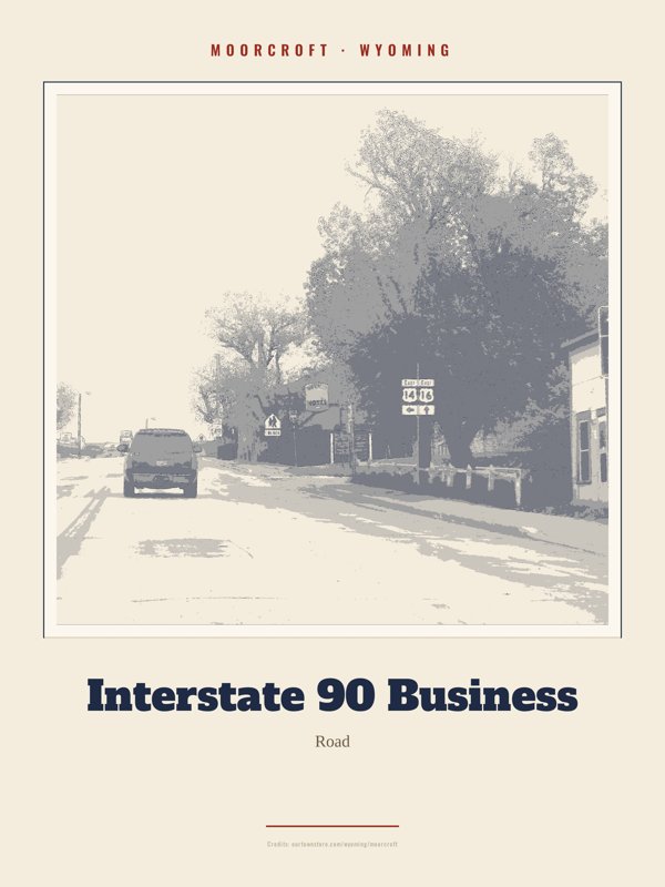 Moorcroft Interstate 90 Business Landmark Print artwork detail
