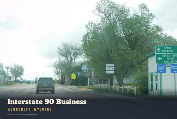 Moorcroft Interstate 90 Business Postcard artwork detail
