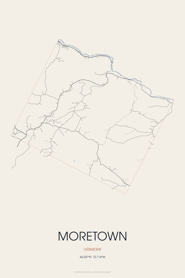 Moretown Street Map Poster · Linen artwork detail