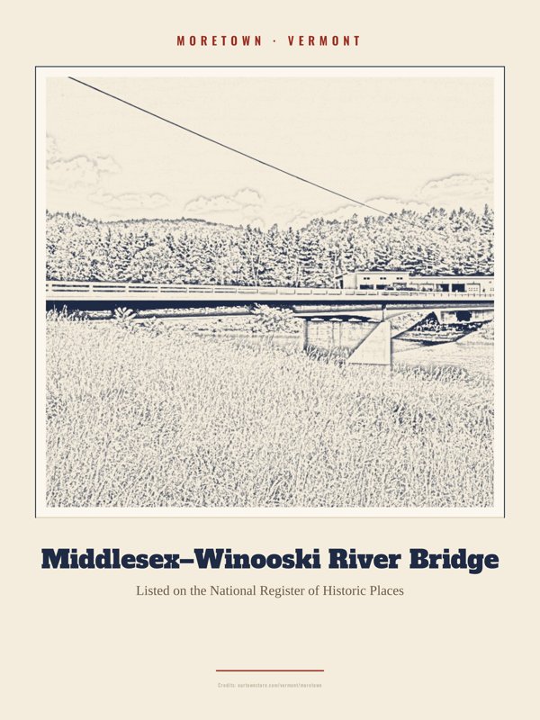 Moretown Middlesex–Winooski River Bridge Landmark Print artwork detail