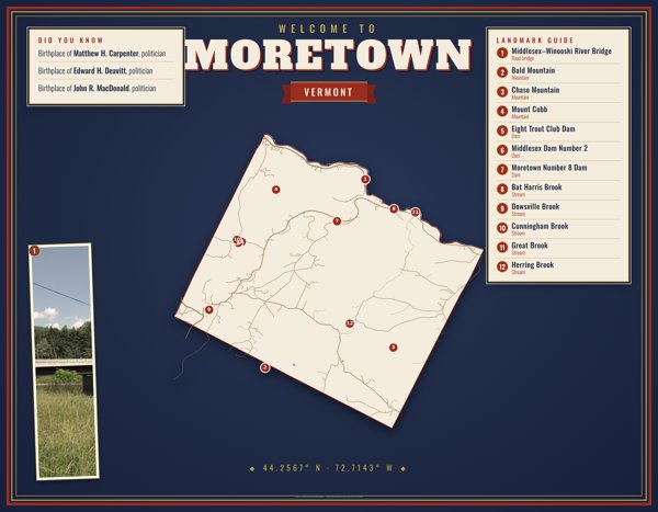 Moretown Map Placemat artwork detail