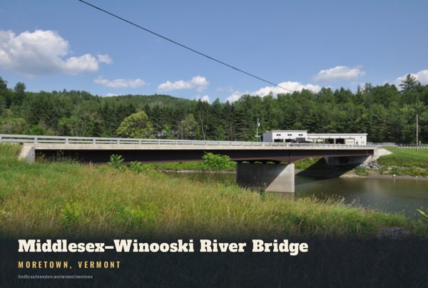 Moretown Middlesex–Winooski River Bridge Postcard artwork detail