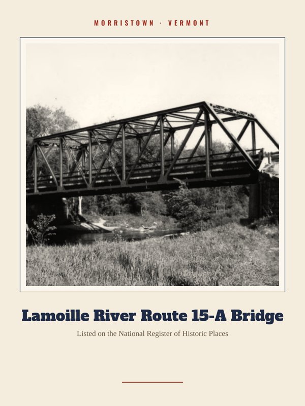 Morristown Lamoille River Route 15-A Bridge Landmark Print artwork detail