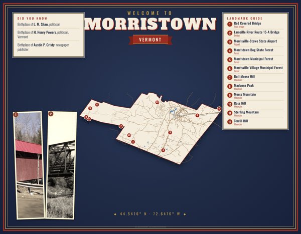 Morristown Map Placemat artwork detail
