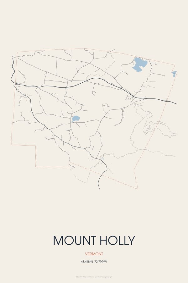 Mount Holly Street Map Poster · Linen artwork detail