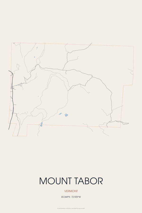 Mount Tabor Street Map Poster · Linen artwork detail
