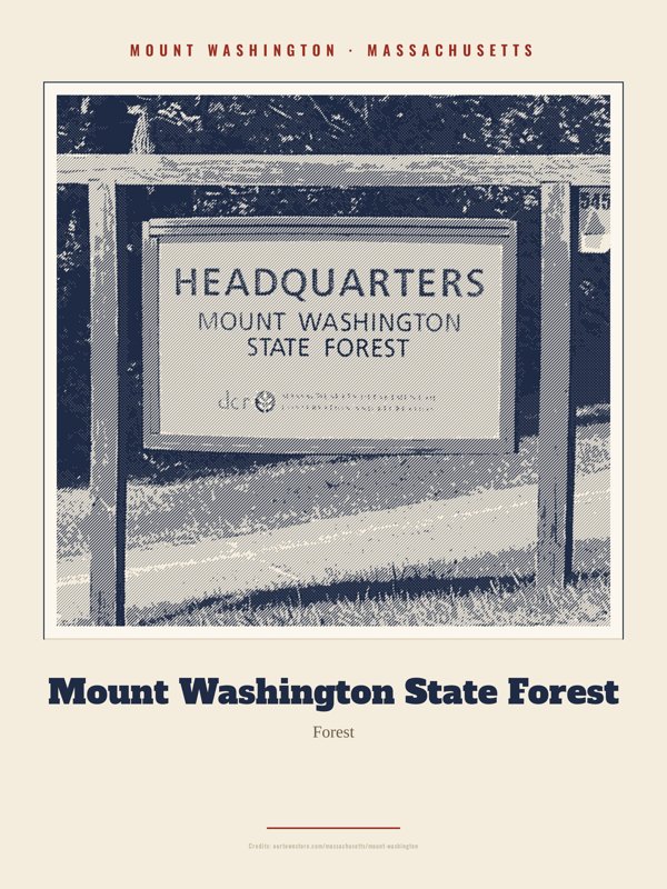 Mount Washington Mount Washington State Forest Landmark Print artwork detail