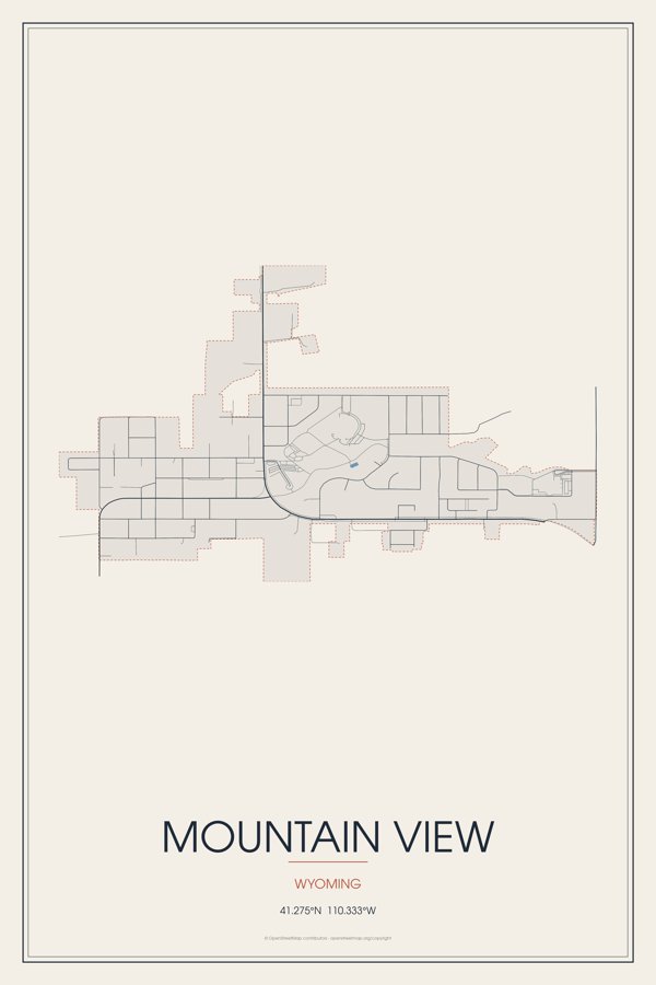 Mountain View Street Map Poster · Linen artwork detail