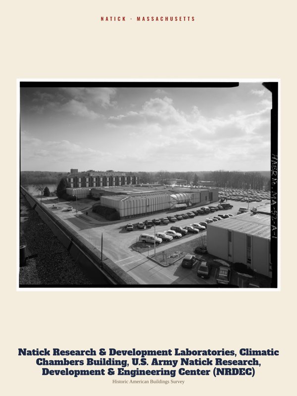 Natick Natick Research & Development Laboratories, Climatic Chambers Building, U.S. Army Natick Research, Development & Engineering Center (NRDEC) Archive Print artwork detail