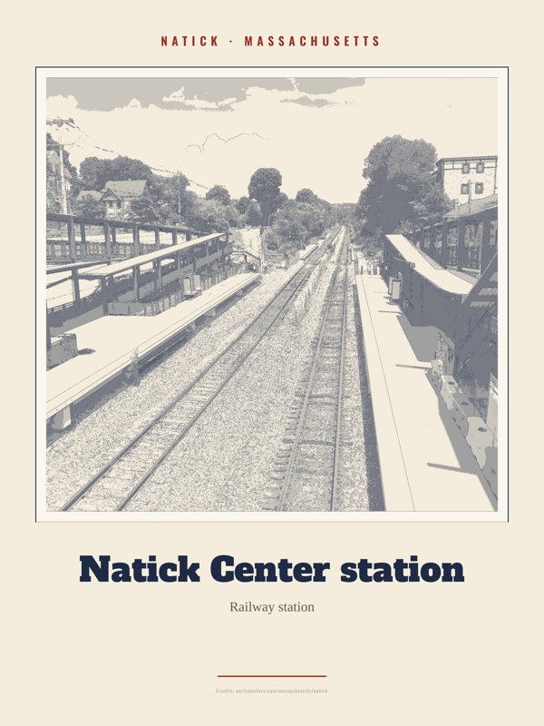 Natick Natick Center station Landmark Print artwork detail