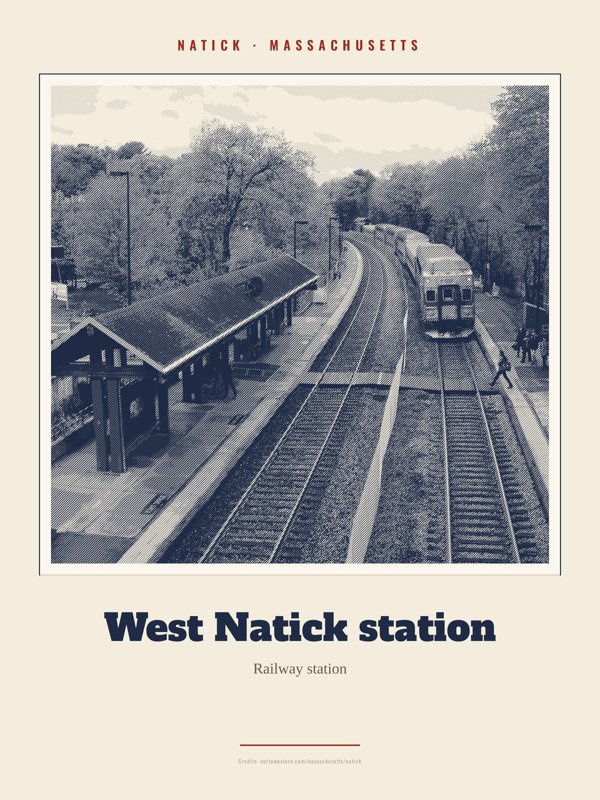 Natick West Natick station Landmark Print artwork detail