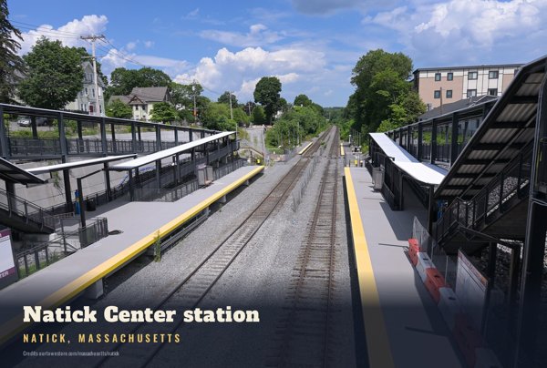 Natick Natick Center station Postcard artwork detail